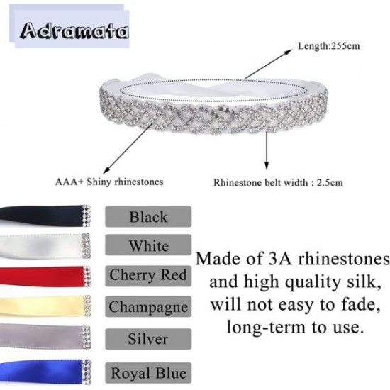 2Pcs Bridal Wedding Dress Belt Sparkly Rhinestone Sash Belts For Formal Evening Dress Women Bridal Bridesmaid 2Pcs Bridal Wedding Dress Belt Sparkly Rhinestone Sash Belts For Formal Evening Dress Women Bridal Bridesmaid